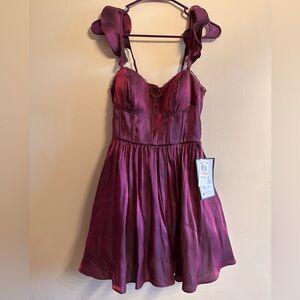 NWT Macy’s Elegant berry Satin Dress 7/8